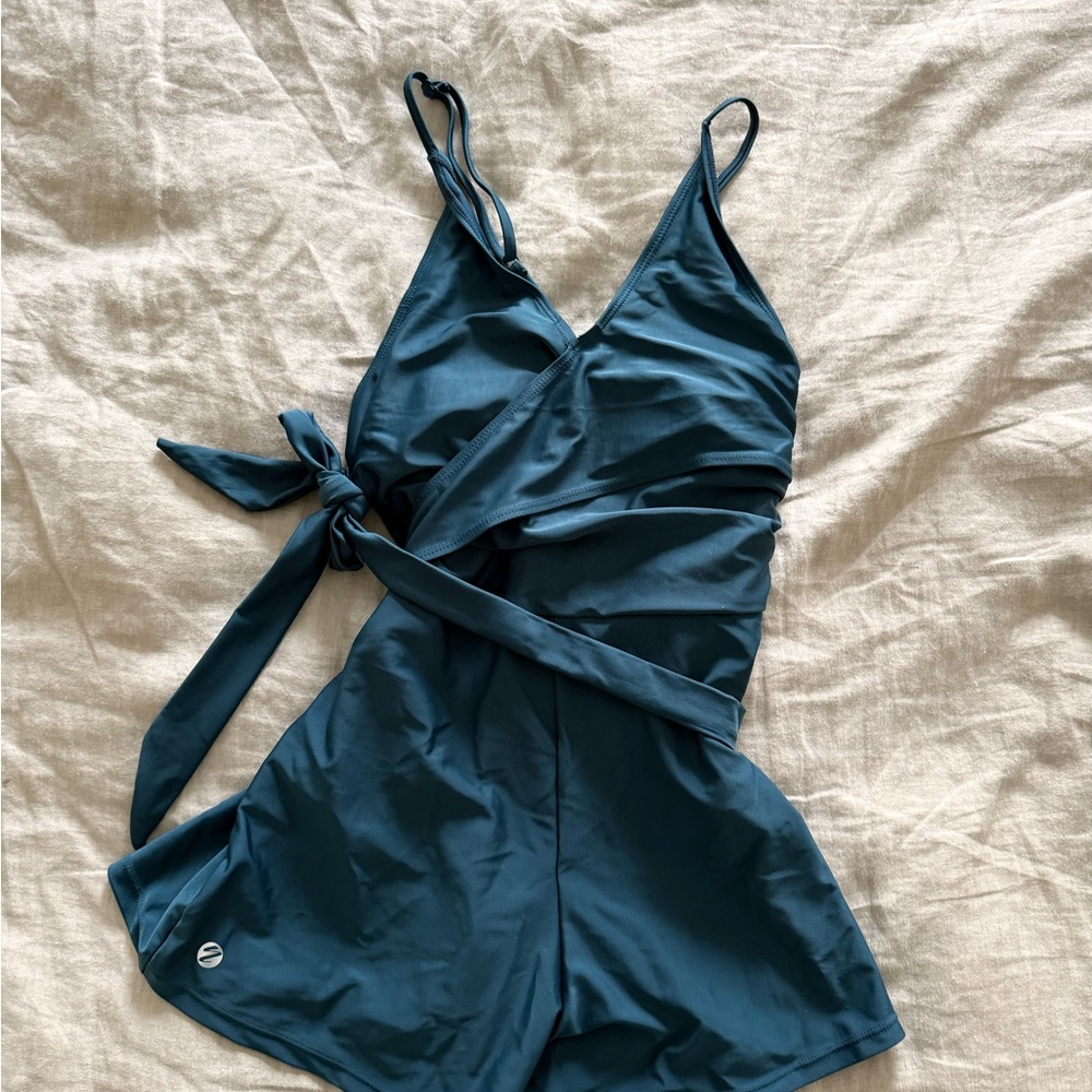 Teal Wrap Swim Romper